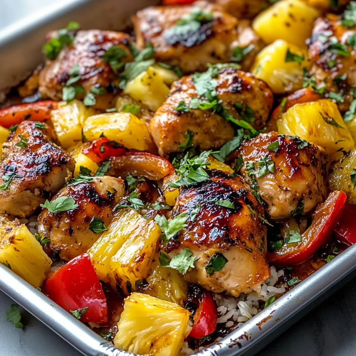 Hawaiian Hähnchen Blechpfanne für sommerliche Abende