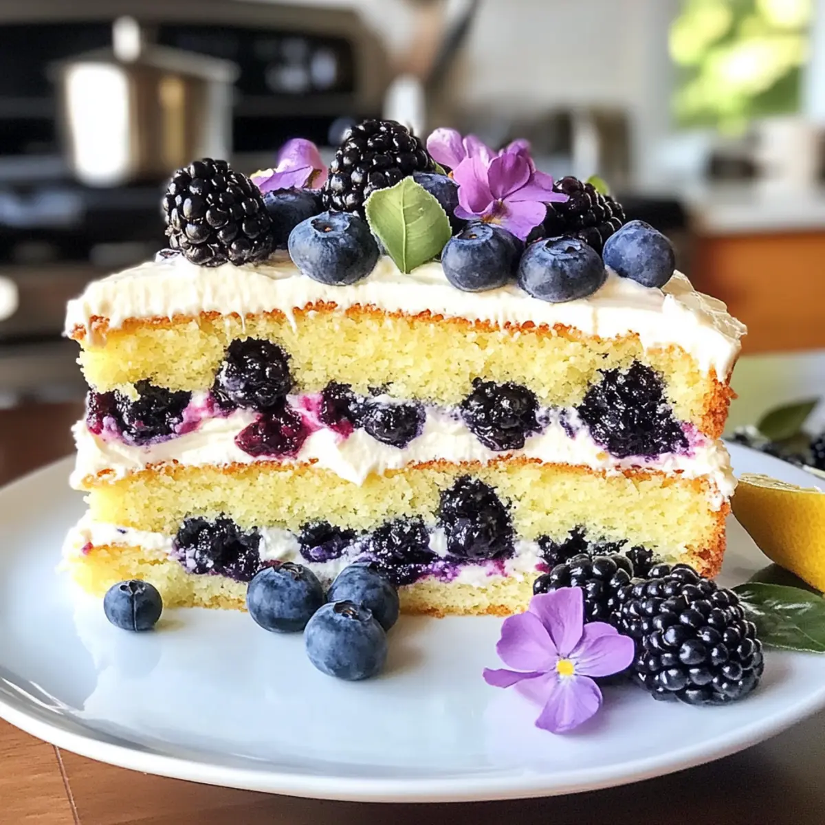 Italienischer Zitronen-Olivenöl-Kuchen mit Beeren