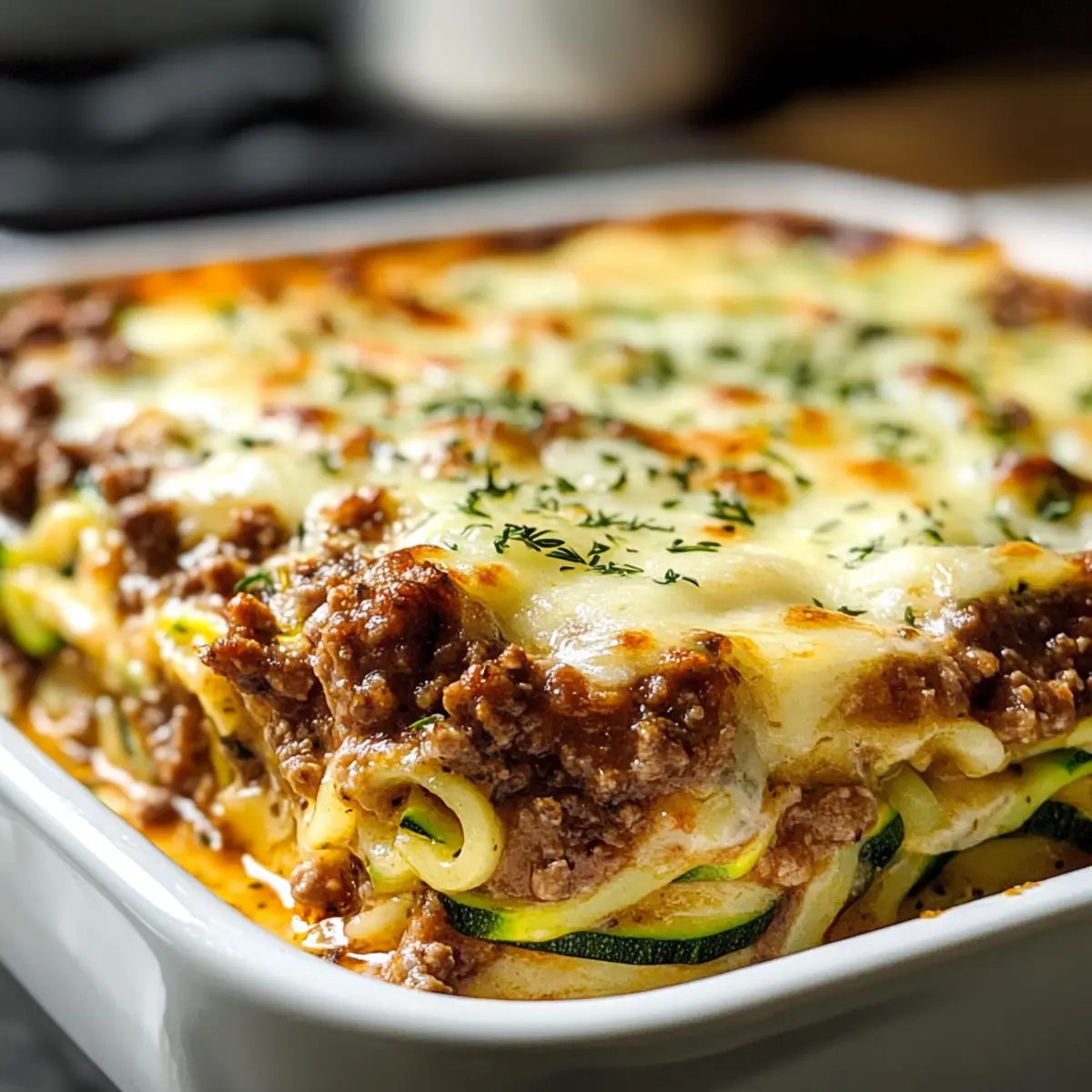 Pastaauflauf mit Zucchini und Hackfleisch