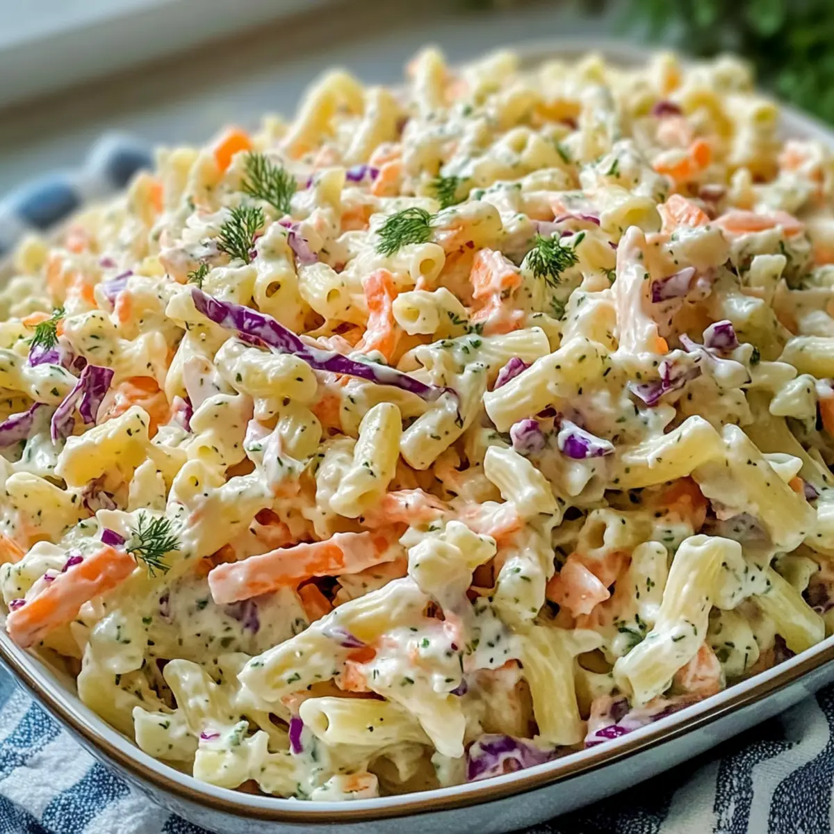 Nudelsalat mit Krautsalat-Dressing für den Sommer