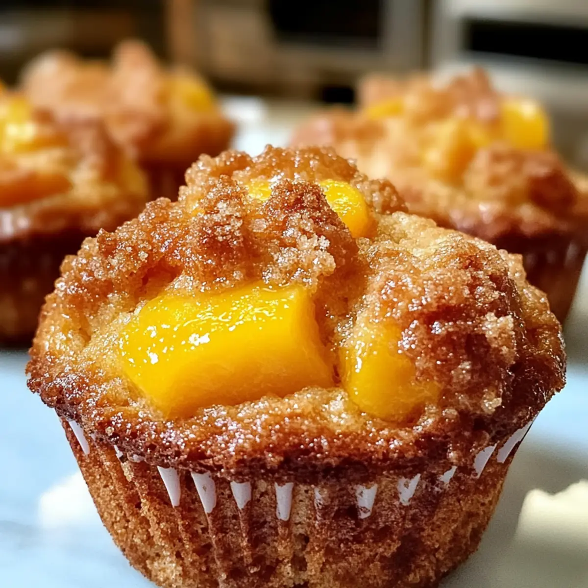 Pfirsich-Cobbler-Muffins mit Streusel genießen