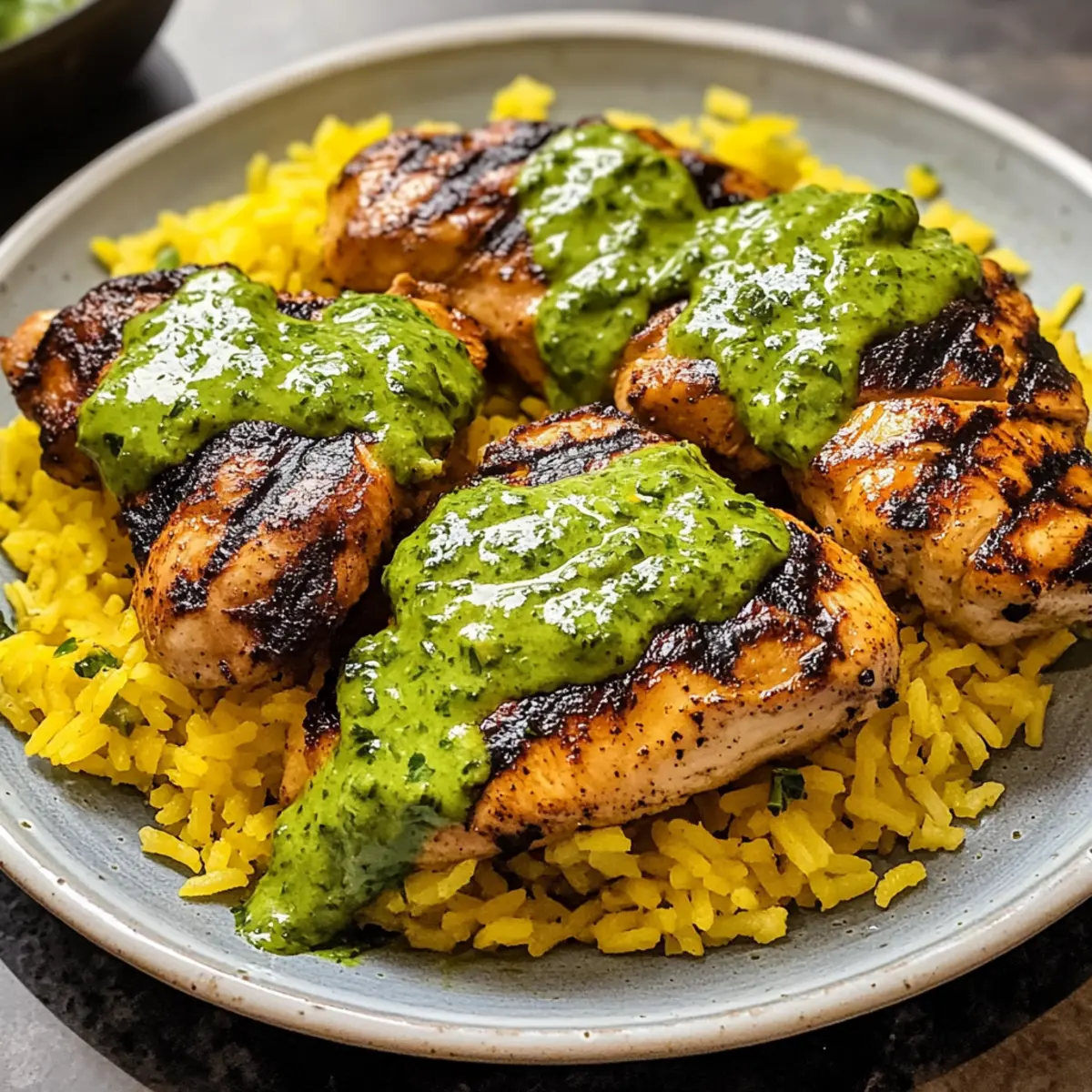Peruanisches Huhn und Reis mit grüner Sauce leicht gemacht