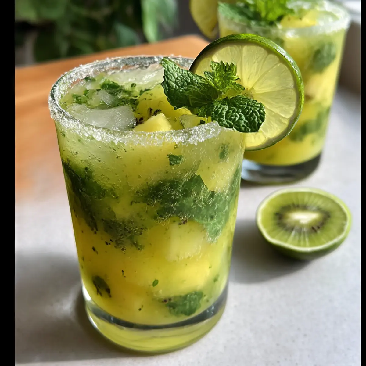 Erfrischender Ananas Kiwi Mojito für heiße Tage