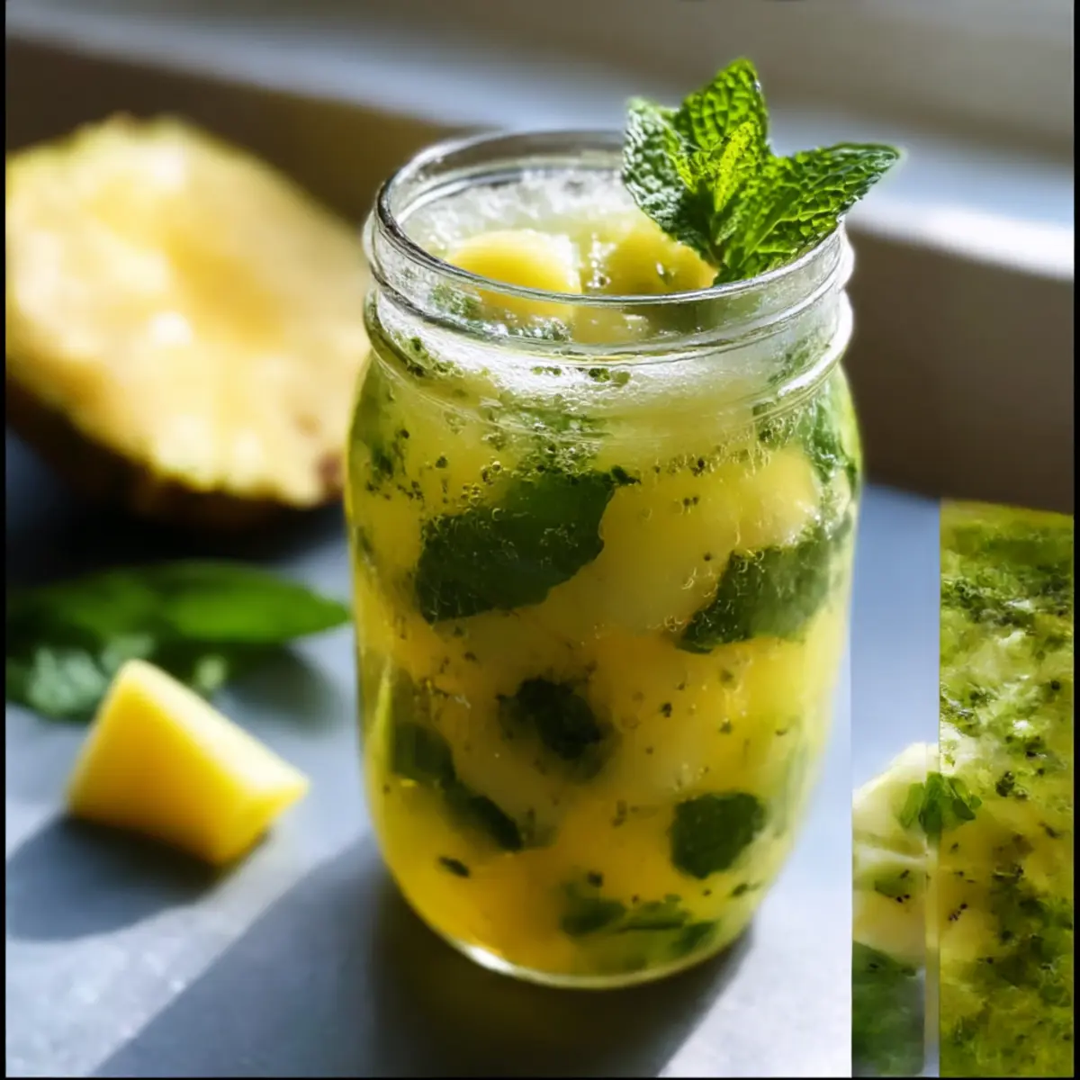 Erfrischender Ananaskiwimojito ohne Zucker
