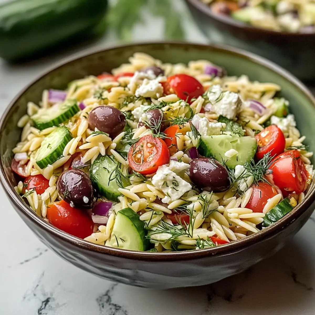 Schneller mediterraner Orzo-Pasta-Salat für jeden Anlass
