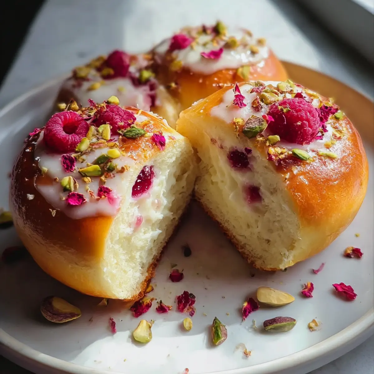 Himbeer- und Rosenkäsekuchen-Brötchen für Genussmomente