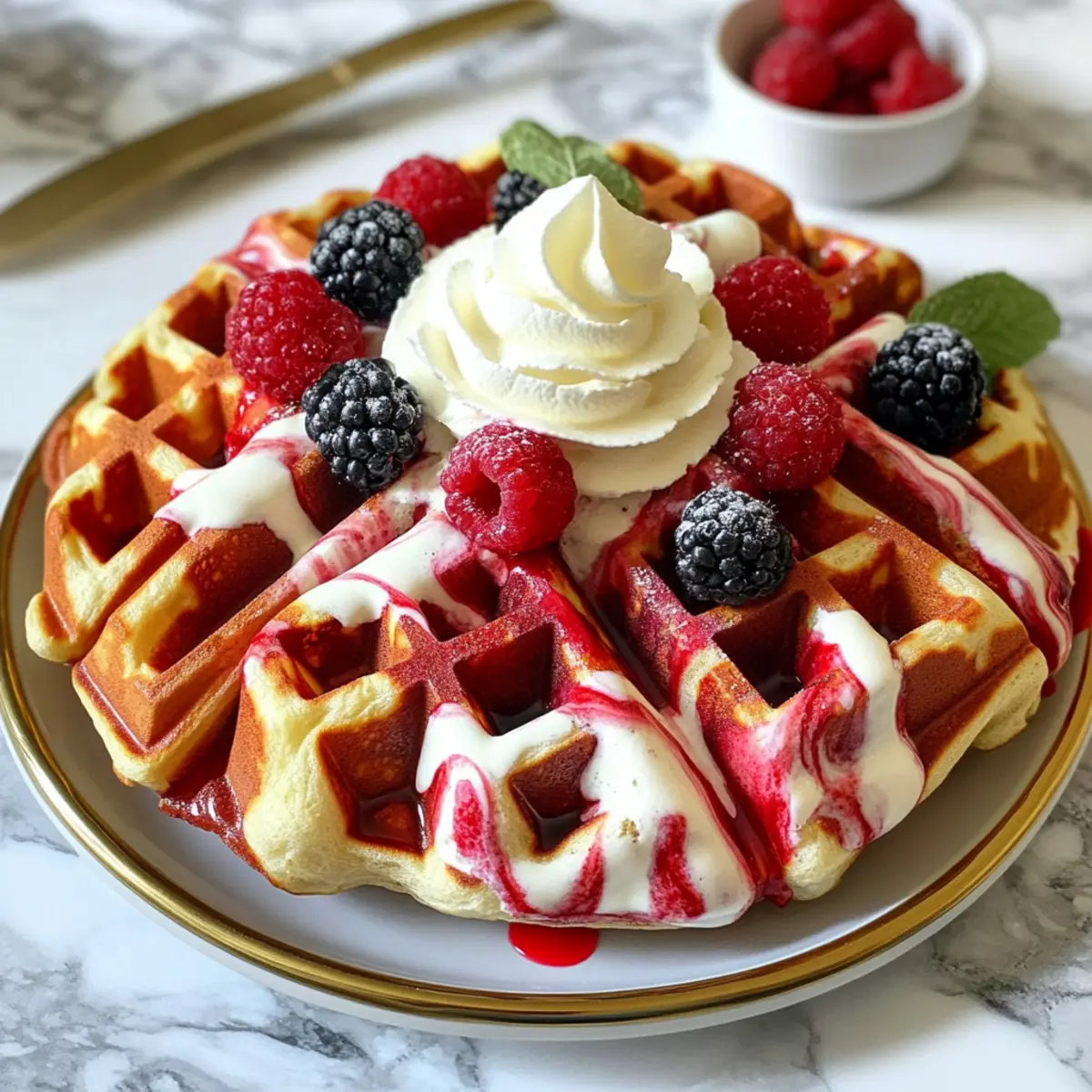 Rote Samt Marmor Waffeln für den perfekten Brunch