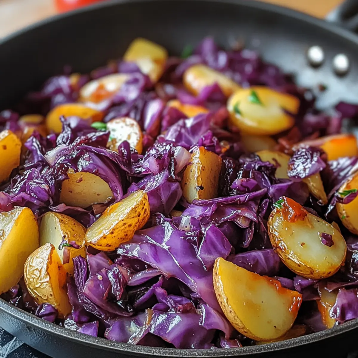 Rotkohl Pfanne mit Kartoffeln für herzhaften Genuss