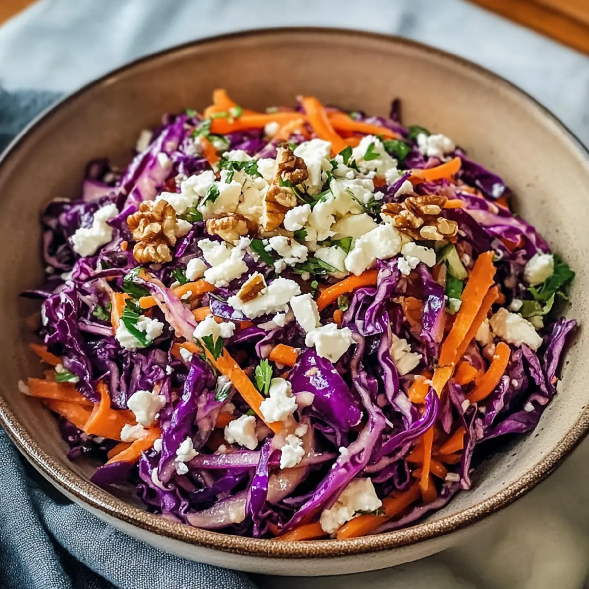 Rotkohlsalat mit Feta: Frisch, bunt und gesund
