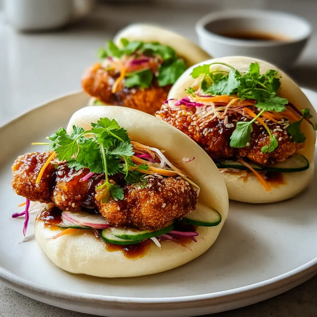 Klebrige Knusprige Hähnchen Bao Brötchen für jedes Fest