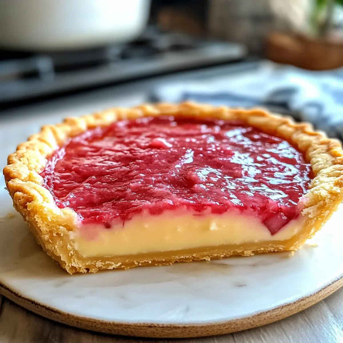 Süßer Rhabarberpudding-Tart für ein frisches Dessert
