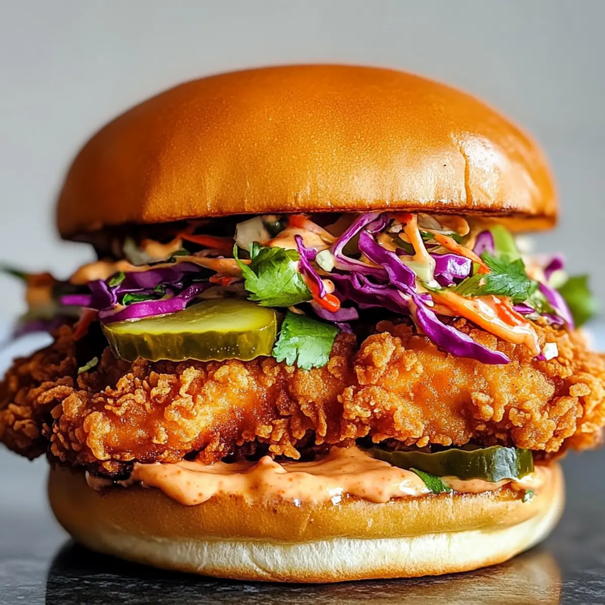 Thailändisches Frittierhühnchen-Sandwich für Zuhause