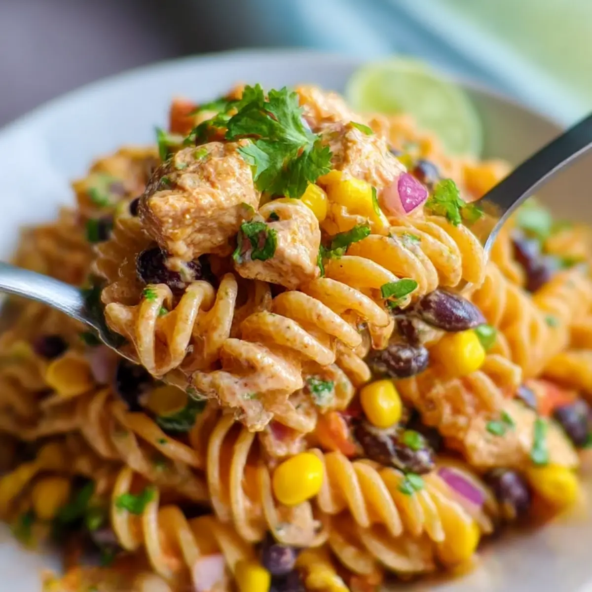 Pikante Hühnchen-Enchilada-Nudelsalat für Familienfreuden