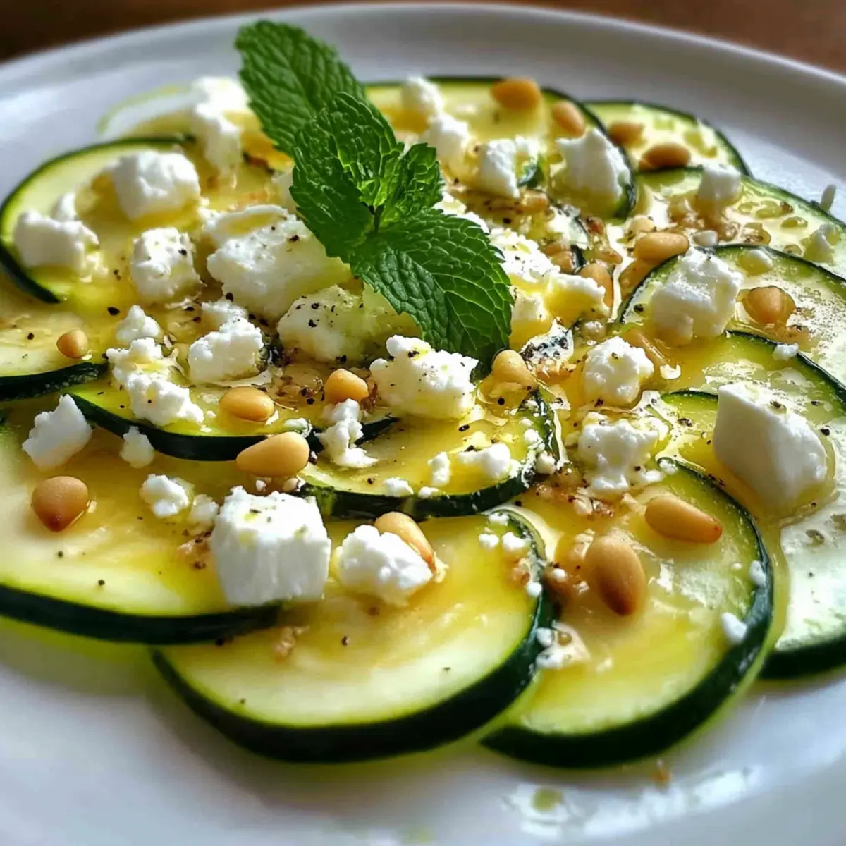 Zucchini Carpaccio mit Zitrone und Feta